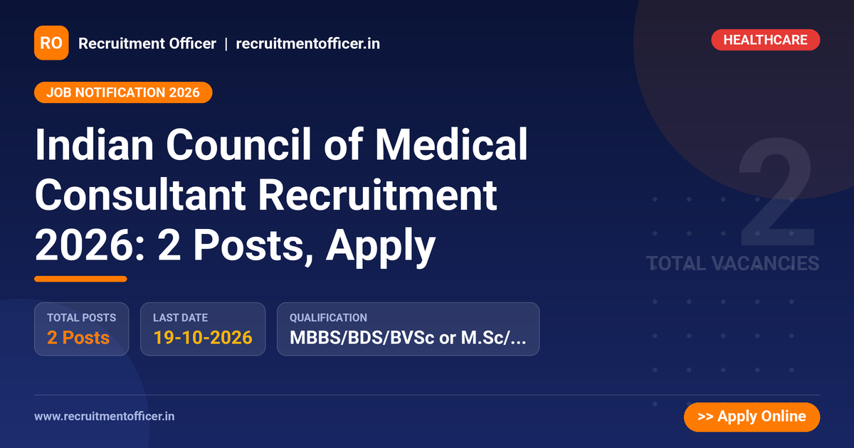 Indian Council of Medical Consultant Recruitment 2026: 2 Posts, Apply - NRAI nrai.in