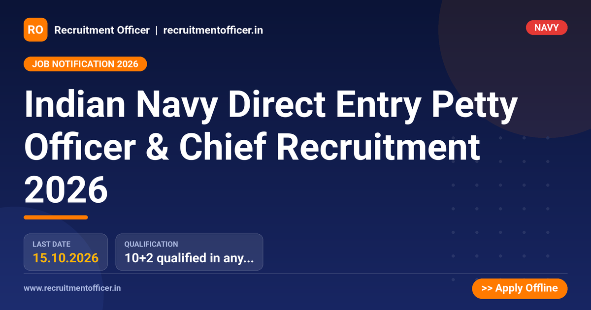 Indian Navy Direct Entry Petty Officer & Chief Recruitment 2026 - NRAI nrai.in