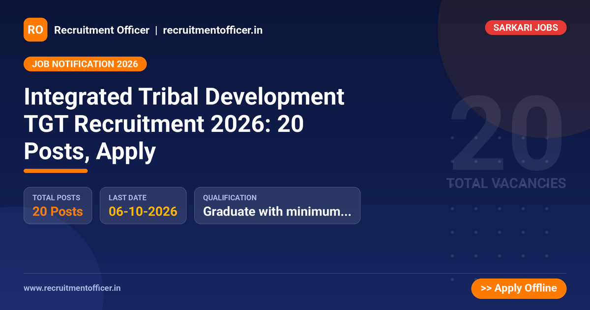 Integrated Tribal Development TGT Recruitment 2026: 20 Posts, Apply - NRAI nrai.in