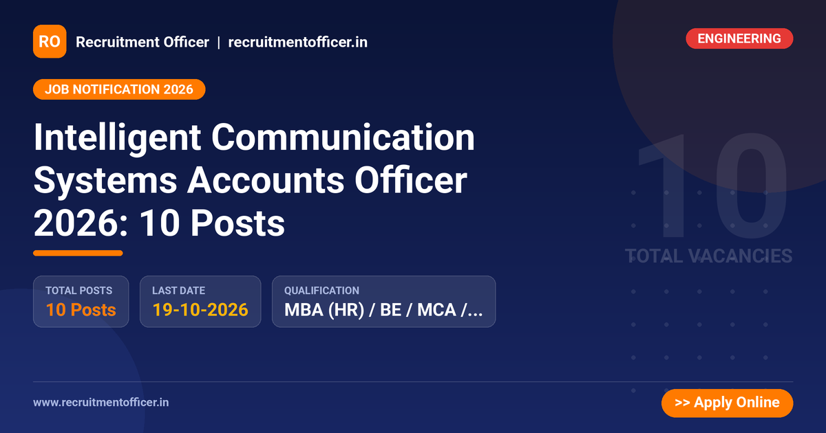 Intelligent Communication Systems Accounts Officer 2026: 10 Posts 1 Intelligent Communication Systems Accounts Officer 2026: 10 Posts - NRAI nrai.in