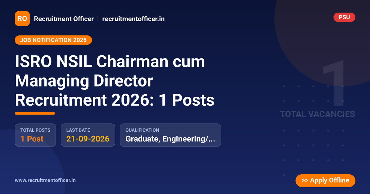 ISRO NSIL Chairman cum Managing Director Recruitment 2026: 1 Posts 1 ISRO NSIL Chairman cum Managing Director Recruitment 2026: 1 Posts - NRAI nrai.in