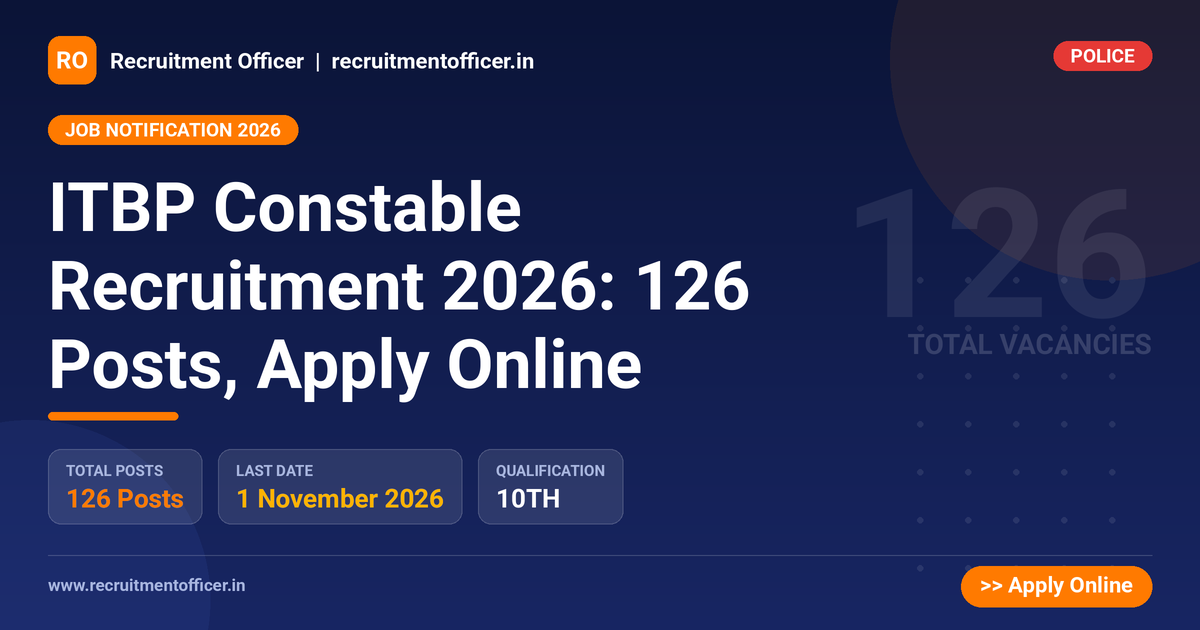 ITBP Constable Recruitment 2026: 126 Posts, Apply Online 1 ITBP Constable Recruitment 2026: 126 Posts, Apply Online - NRAI nrai.in