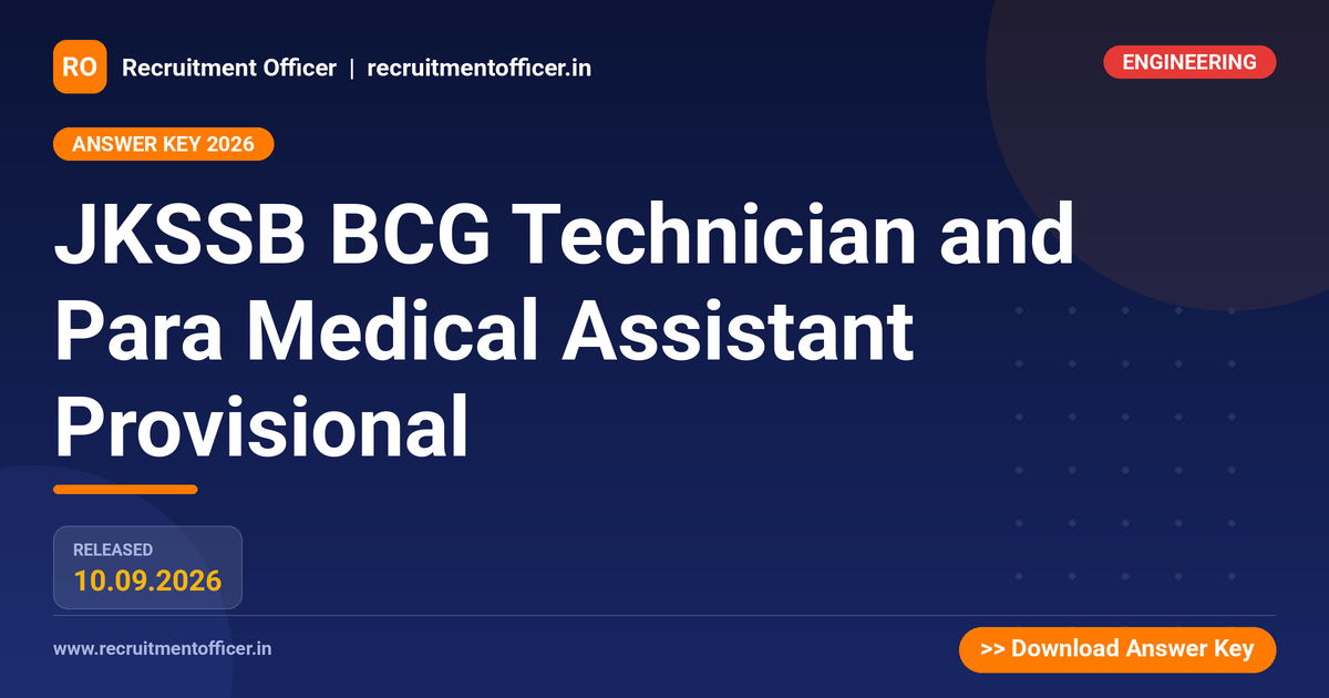 JKSSB BCG Technician and Para Medical Assistant Provisional - NRAI nrai.in