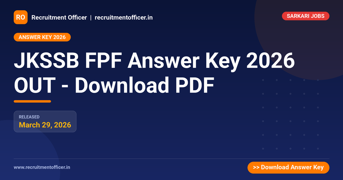 JKSSB FPF Answer Key 2026 OUT - Download PDF 1 JKSSB FPF Answer Key 2026 OUT - Download PDF - NRAI nrai.in