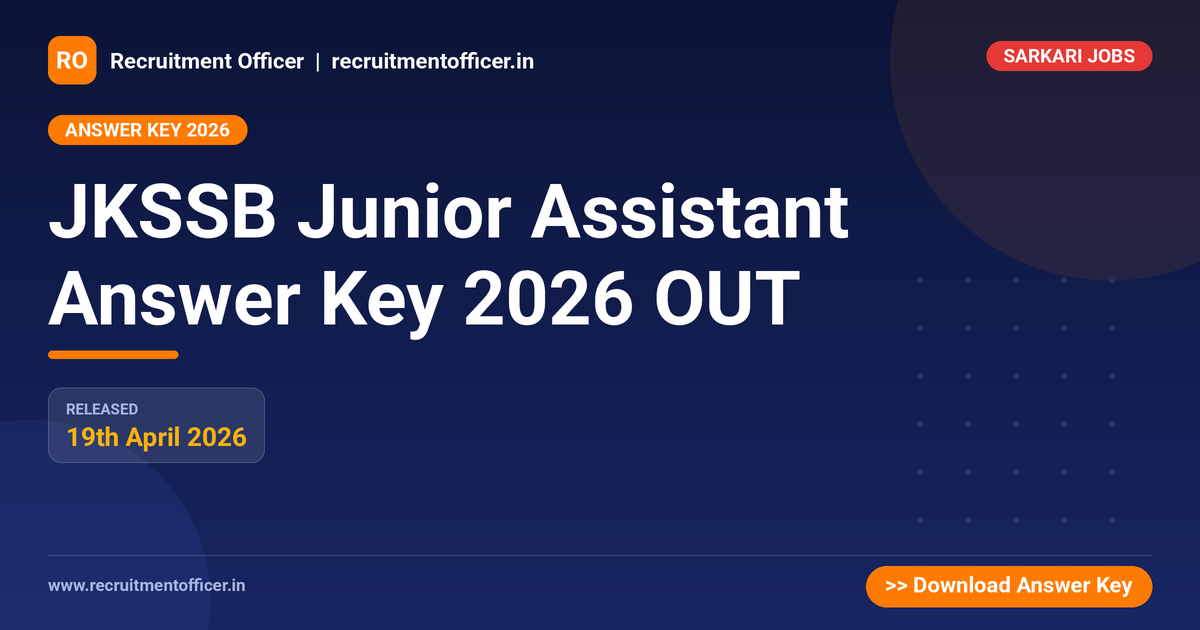 JKSSB Junior Assistant Answer Key 2026 OUT 1 JKSSB Junior Assistant Answer Key 2026 OUT - NRAI nrai.in