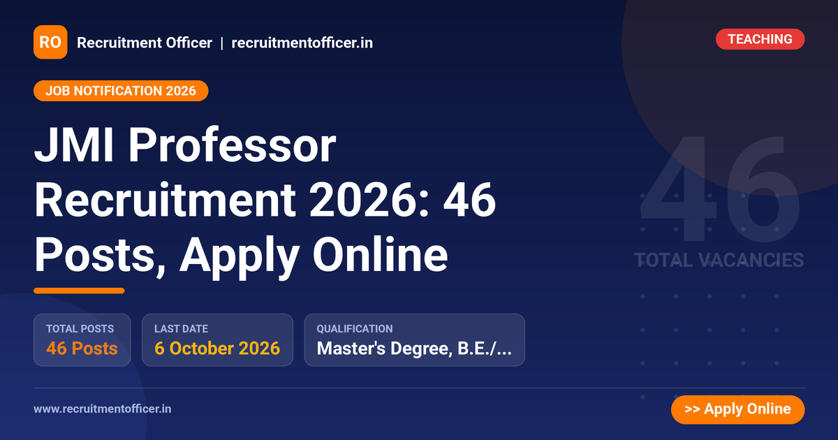 JMI Professor Recruitment 2026: 46 Posts, Apply Online 1 JMI Professor Recruitment 2026: 46 Posts, Apply Online - NRAI nrai.in
