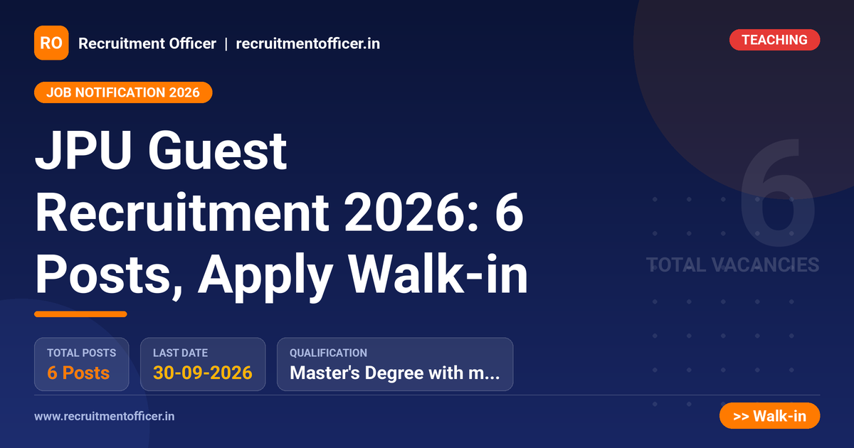 JPU Guest Recruitment 2026: 6 Posts, Apply Walk-in 1 JPU Guest Recruitment 2026: 6 Posts, Apply Walk-in - NRAI nrai.in
