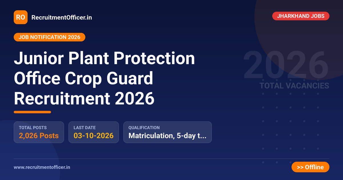 Junior Plant Protection Office Crop Guard Recruitment 2026 1 Junior Plant Protection Office Crop Guard Recruitment 2026 - RecruitmentOfficer.in