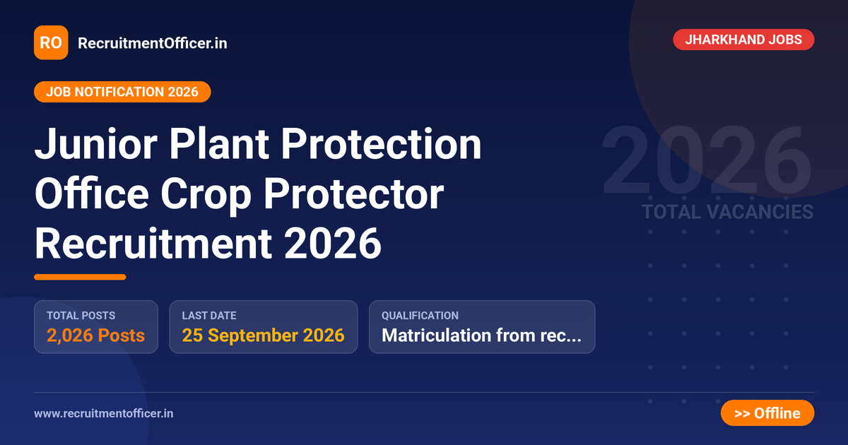 Junior Plant Protection Office Crop Protector Recruitment 2026 1 Junior Plant Protection Office Crop Protector Recruitment 2026 - RecruitmentOfficer.in