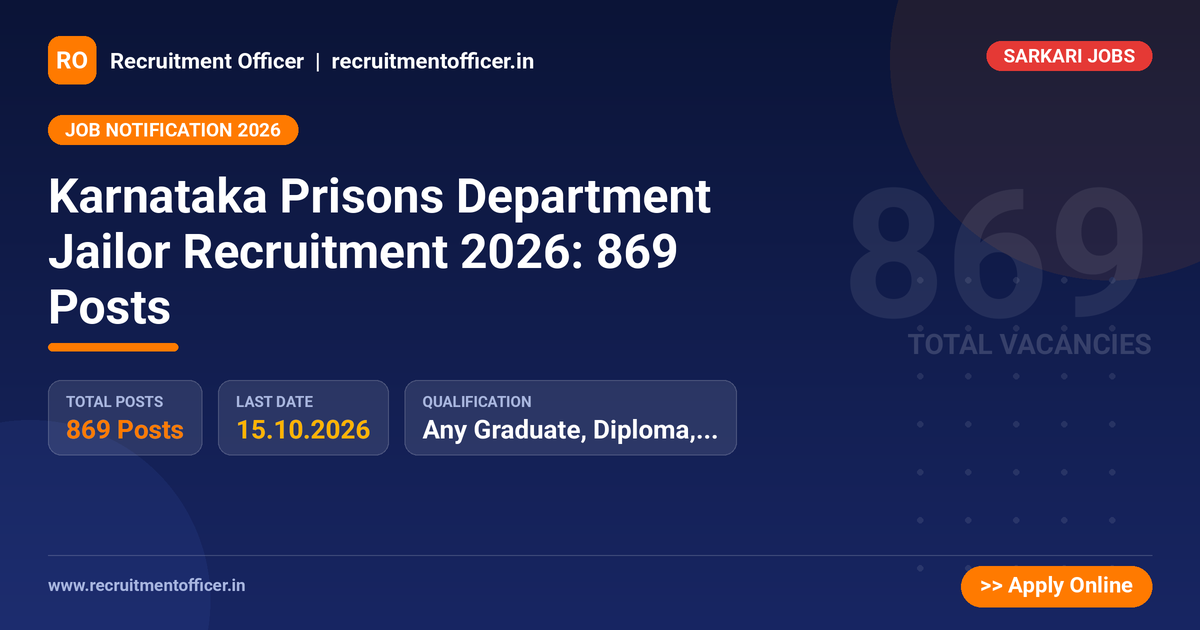 Karnataka Prisons Department Jailor Recruitment 2026: 869 Posts 1 Karnataka Prisons Department Jailor Recruitment 2026: 869 Posts - NRAI nrai.in