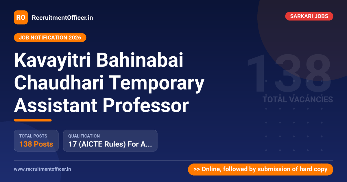 Kavayitri Bahinabai Chaudhari Temporary Assistant Professor - RecruitmentOfficer.in