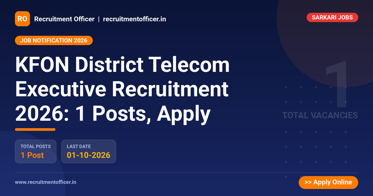 KFON District Telecom Executive Recruitment 2026: 1 Posts, Apply - NRAI nrai.in