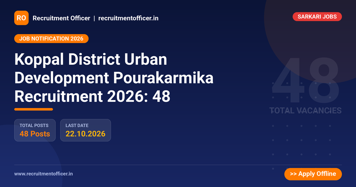 Koppal District Urban Development Pourakarmika Recruitment 2026: 48 1 Koppal District Urban Development Pourakarmika Recruitment 2026: 48 - NRAI nrai.in