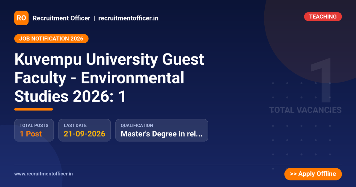Kuvempu University Guest Faculty - Environmental Studies 2026: 1 1 Kuvempu University Guest Faculty - Environmental Studies 2026: 1 - NRAI nrai.in