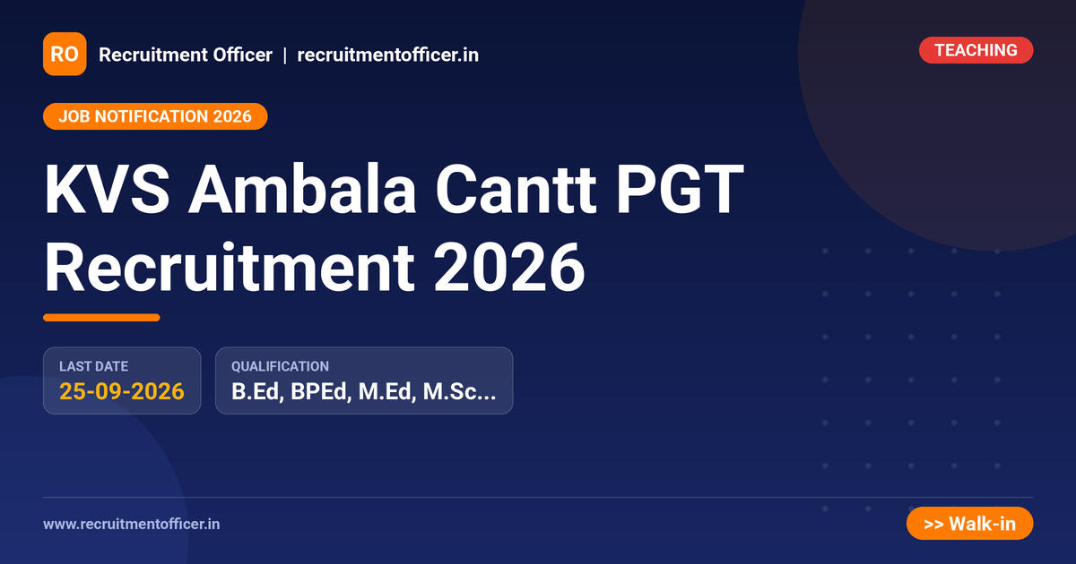 KVS Ambala Cantt PGT Recruitment 2026 1 KVS Ambala Cantt PGT Recruitment 2026 - NRAI nrai.in