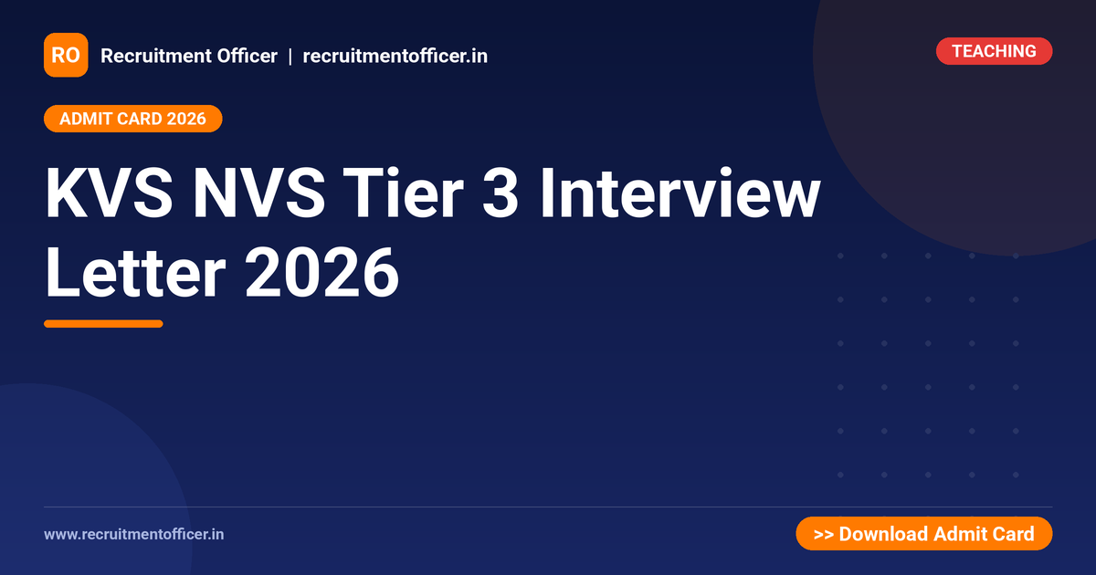 KVS NVS Tier 3 Interview Letter 2026 - NRAI nrai.in