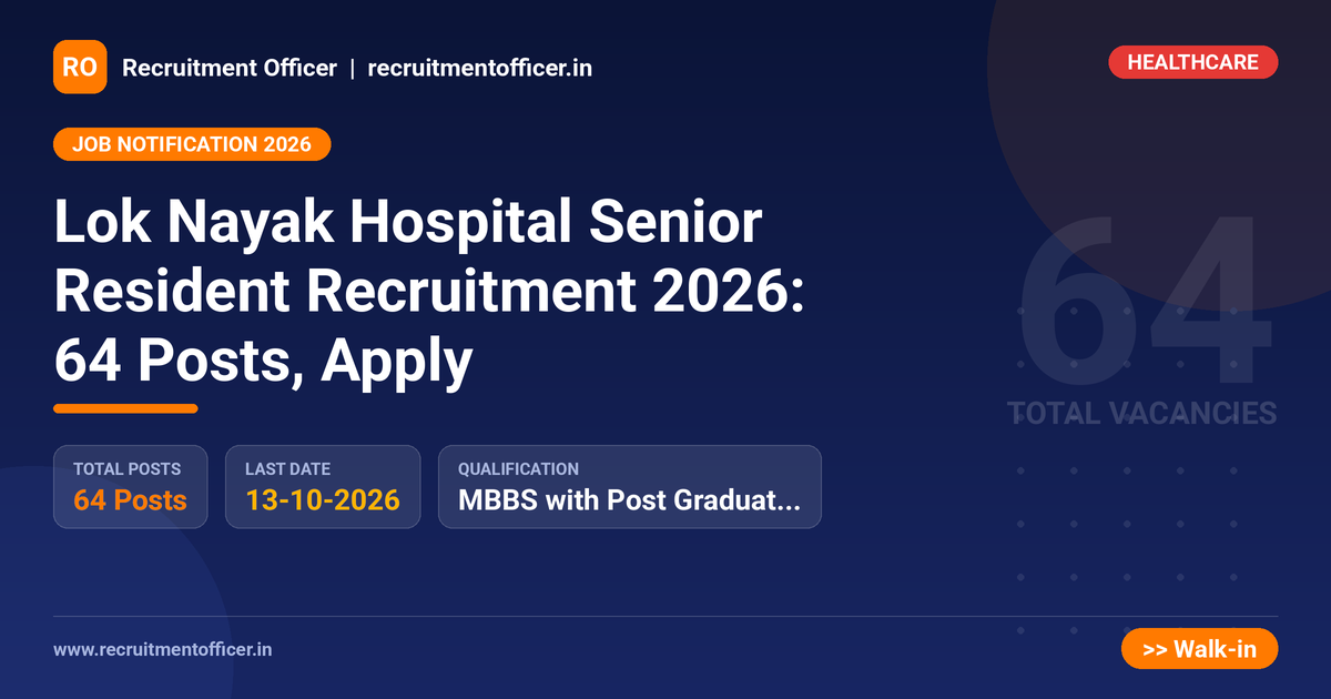 Lok Nayak Hospital Senior Resident Recruitment 2026: 64 Posts, Apply - NRAI nrai.in