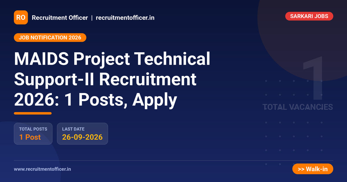MAIDS Project Technical Support-II Recruitment 2026: 1 Posts, Apply - NRAI nrai.in