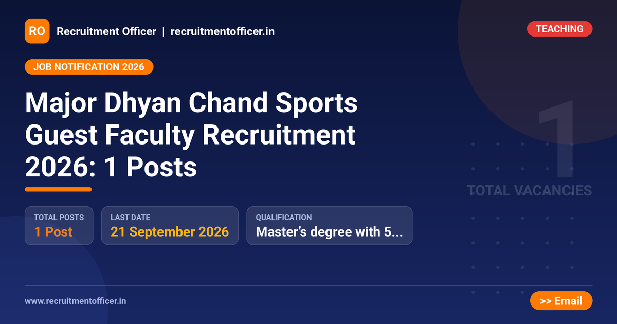 Major Dhyan Chand Sports Guest Faculty Recruitment 2026: 1 Posts 1 Major Dhyan Chand Sports Guest Faculty Recruitment 2026: 1 Posts - NRAI nrai.in