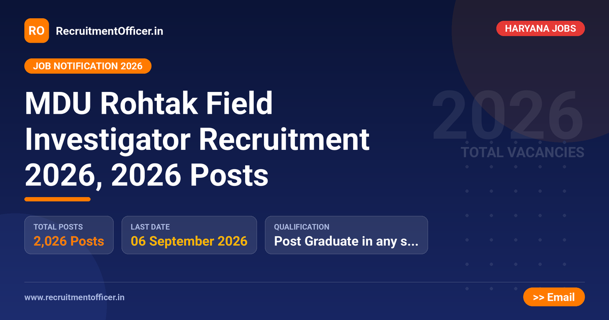 MDU Rohtak Field Investigator Recruitment 2026, 2026 Posts - RecruitmentOfficer.in