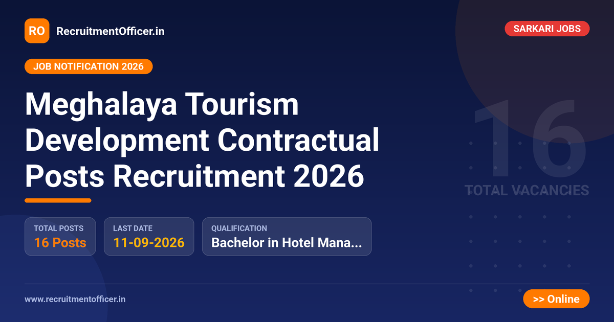 Meghalaya Tourism Development Contractual Posts Recruitment 2026 1 Meghalaya Tourism Development Contractual Posts Recruitment 2026 - RecruitmentOfficer.in