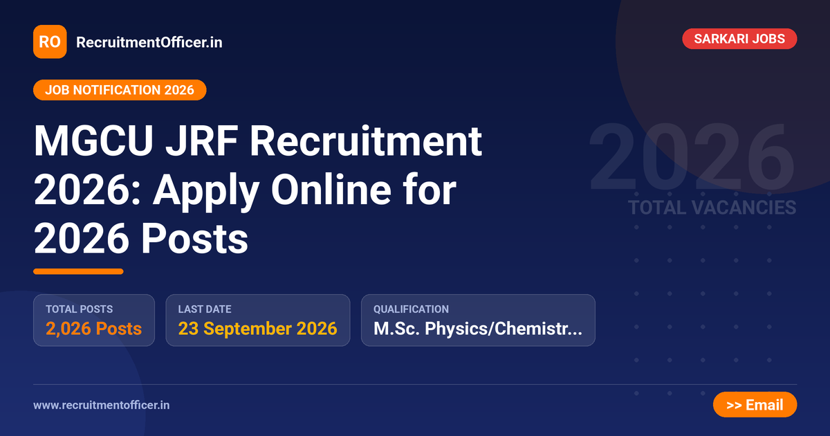 MGCU JRF Recruitment 2026: Apply Online for 2026 Posts - RecruitmentOfficer.in