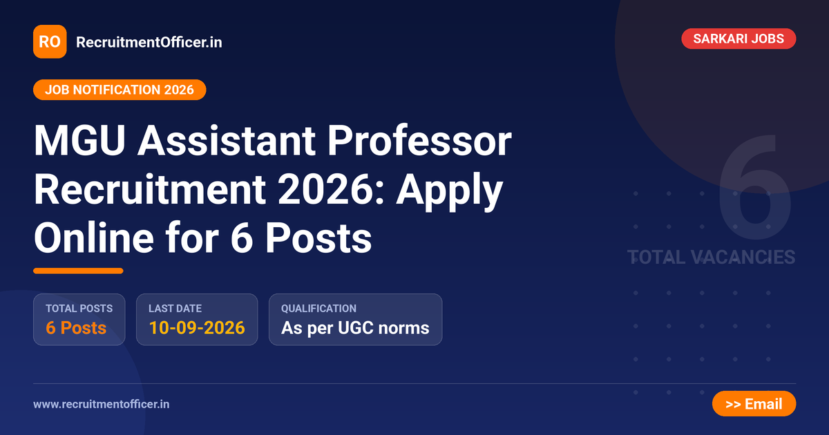 MGU Assistant Professor Recruitment 2026: Apply Online for 6 Posts - RecruitmentOfficer.in