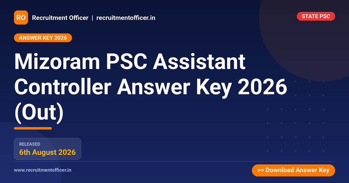 Mizoram PSC Assistant Controller Answer Key 2026 (Out) - NRAI nrai.in
