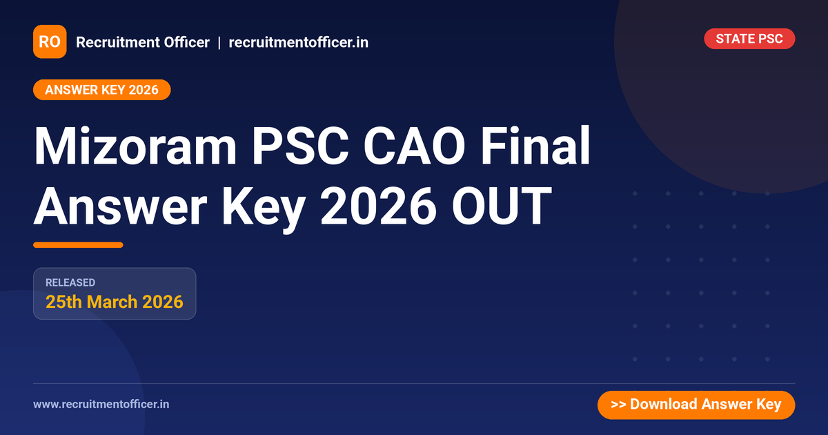 Mizoram PSC CAO Final Answer Key 2026 OUT 1 Mizoram PSC CAO Final Answer Key 2026 OUT - NRAI nrai.in