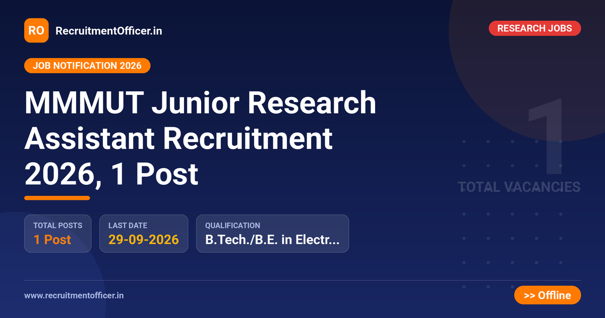 MMMUT Junior Research Assistant Recruitment 2026, 1 Post - RecruitmentOfficer.in