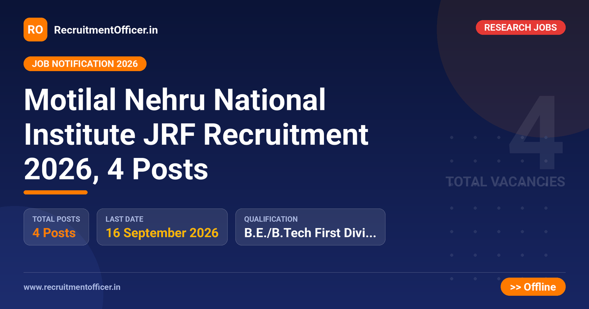 Motilal Nehru National Institute JRF Recruitment 2026, 4 Posts 1 Motilal Nehru National Institute JRF Recruitment 2026, 4 Posts - RecruitmentOfficer.in