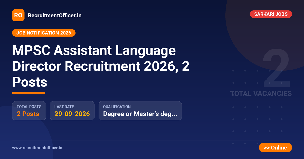 MPSC Assistant Language Director Recruitment 2026, 2 Posts - RecruitmentOfficer.in