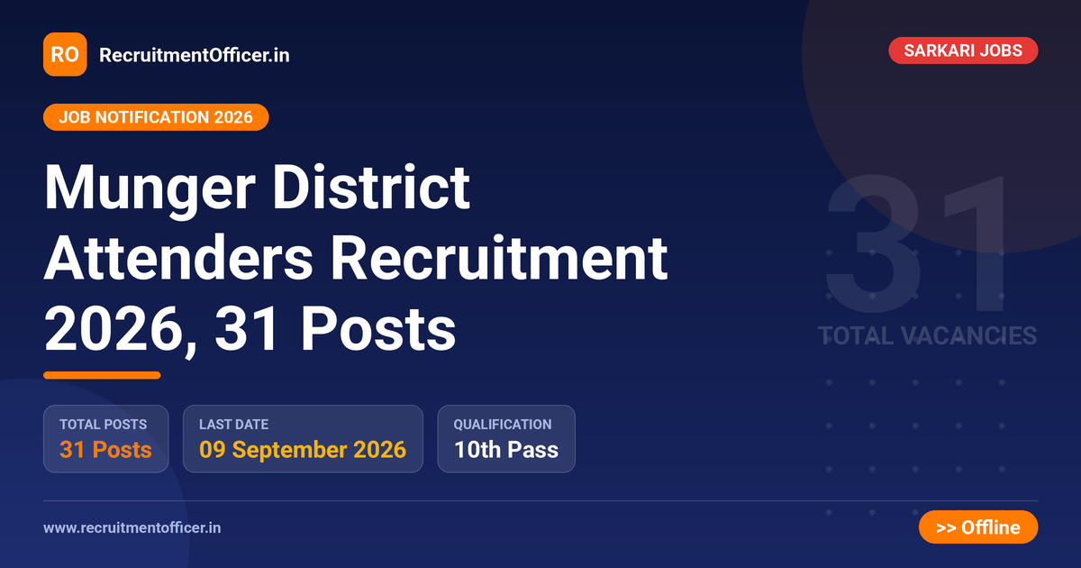 Munger District Attenders Recruitment 2026, 31 Posts - RecruitmentOfficer.in