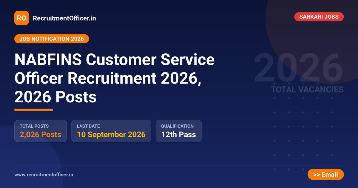 NABFINS Customer Service Officer Recruitment 2026, 2026 Posts - RecruitmentOfficer.in