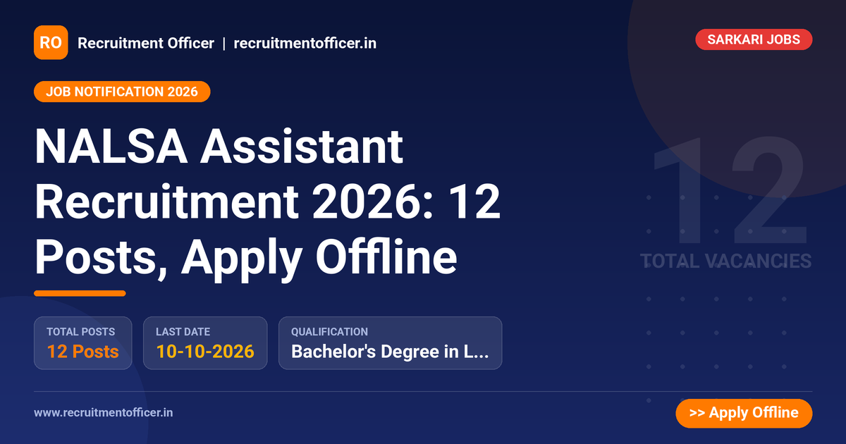 NALSA Assistant Recruitment 2026: 12 Posts, Apply Offline - NRAI nrai.in