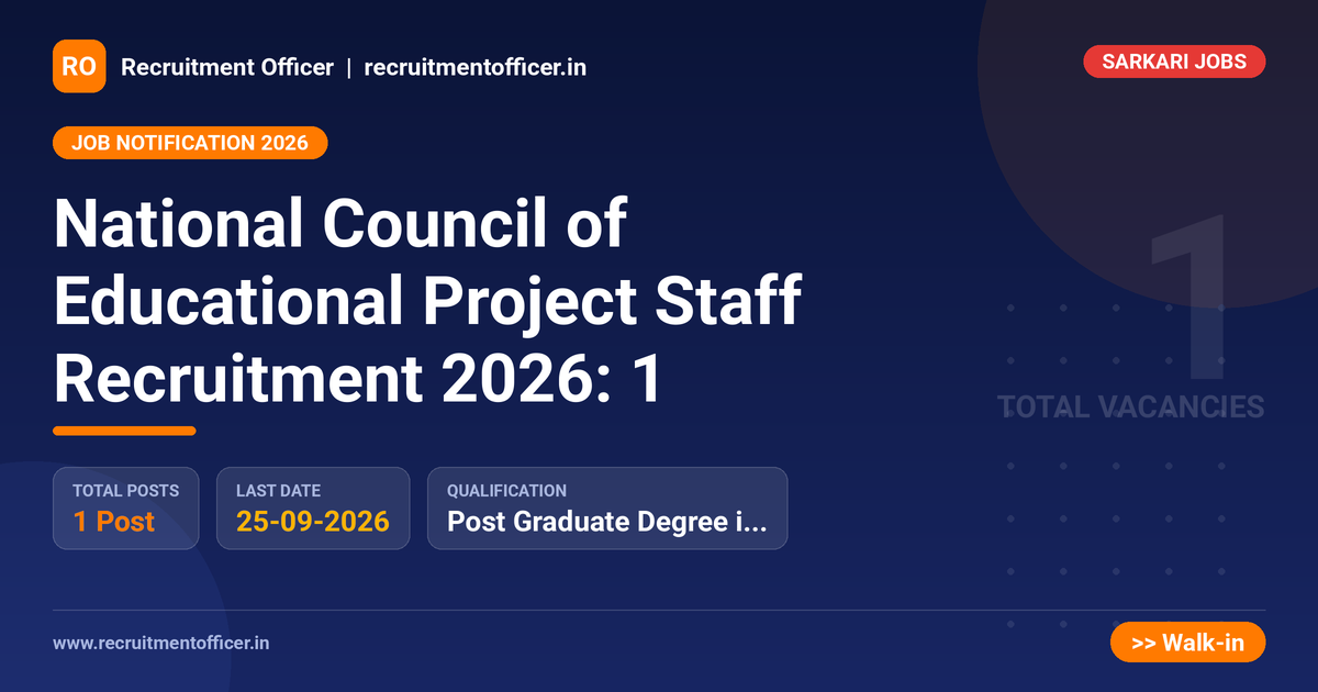 National Council of Educational Project Staff Recruitment 2026: 1 1 National Council of Educational Project Staff Recruitment 2026: 1 - NRAI nrai.in