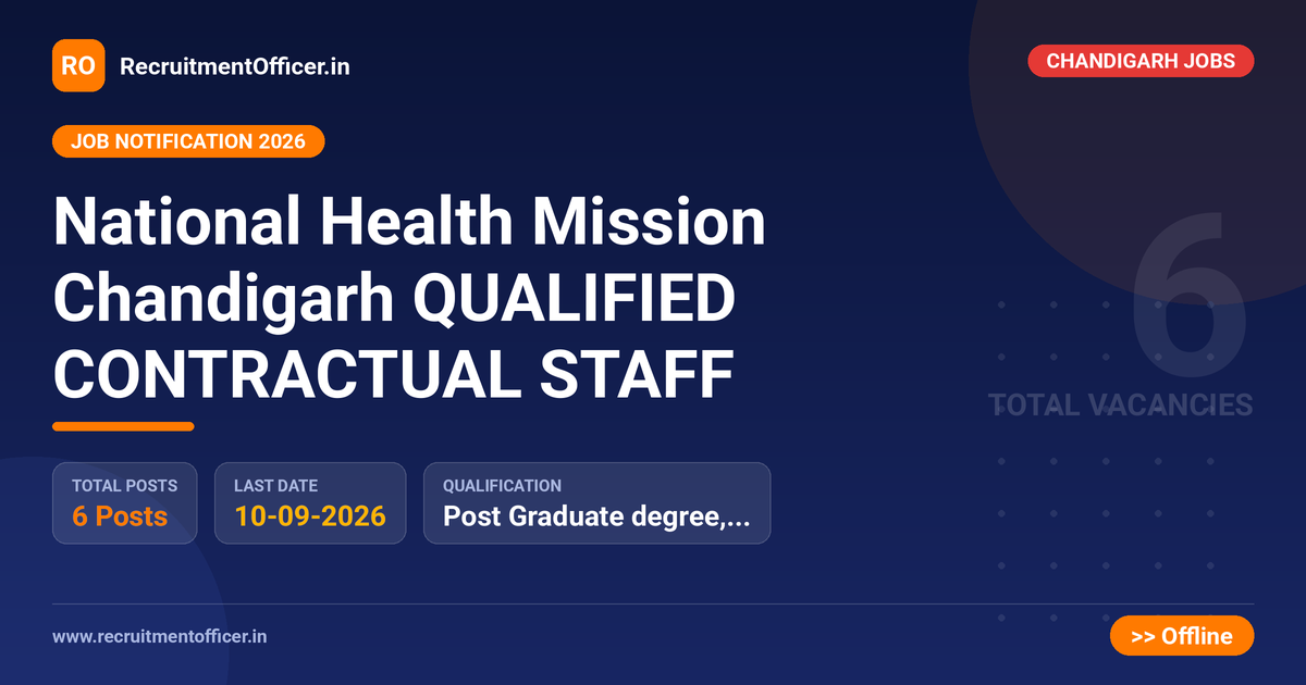 National Health Mission Chandigarh QUALIFIED CONTRACTUAL STAFF - RecruitmentOfficer.in