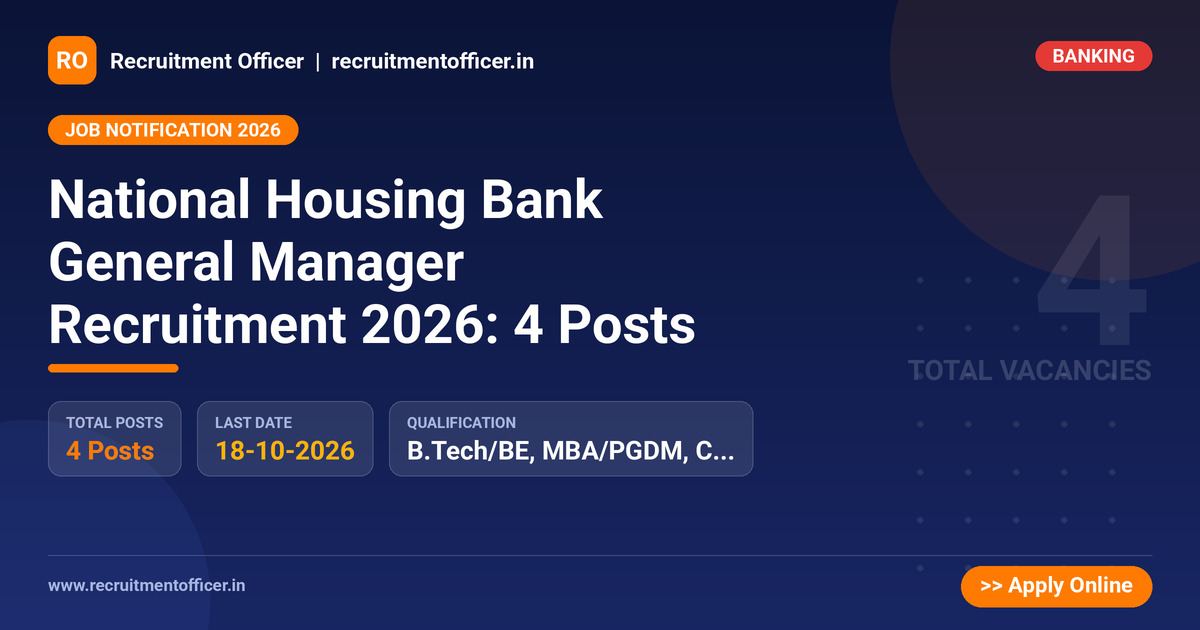 National Housing Bank General Manager Recruitment 2026: 4 Posts 1 National Housing Bank General Manager Recruitment 2026: 4 Posts - NRAI nrai.in