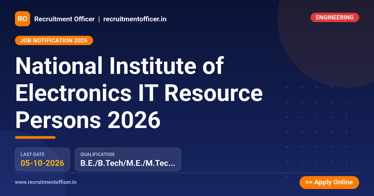 National Institute of Electronics IT Resource Persons 2026 - NRAI nrai.in