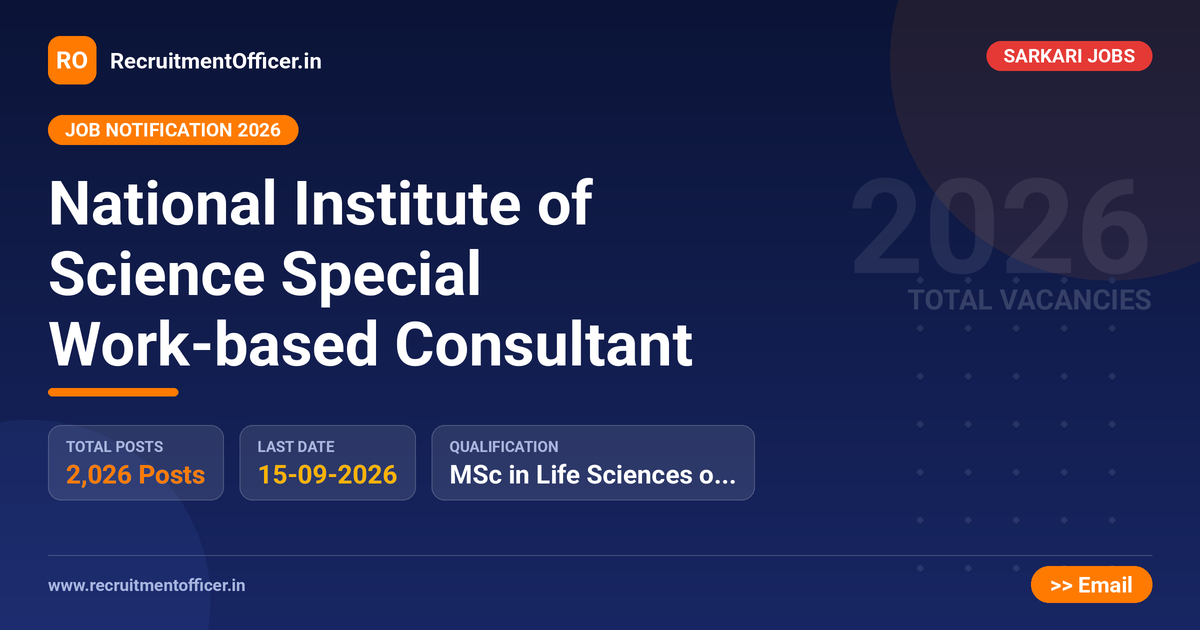 National Institute of Science Special Work-based Consultant - RecruitmentOfficer.in