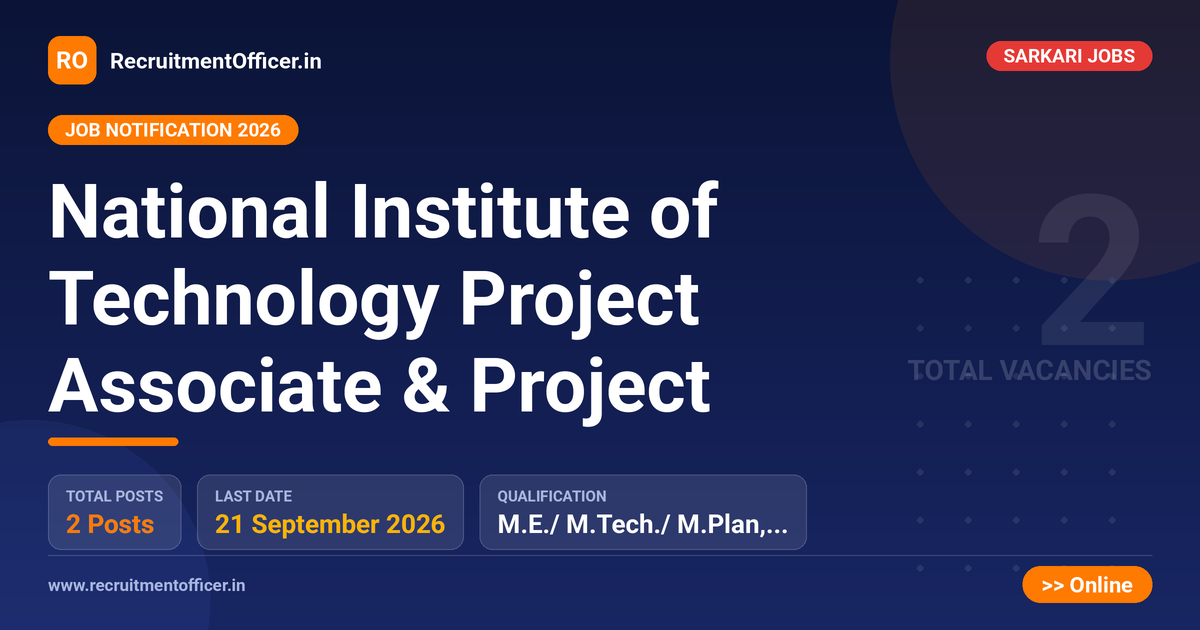 National Institute of Technology Project Associate & Project - RecruitmentOfficer.in