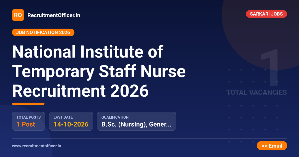 National Institute of Temporary Staff Nurse Recruitment 2026 1 National Institute of Temporary Staff Nurse Recruitment 2026 - RecruitmentOfficer.in
