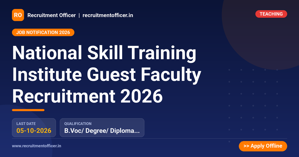 National Skill Training Institute Guest Faculty Recruitment 2026 1 National Skill Training Institute Guest Faculty Recruitment 2026 - NRAI nrai.in