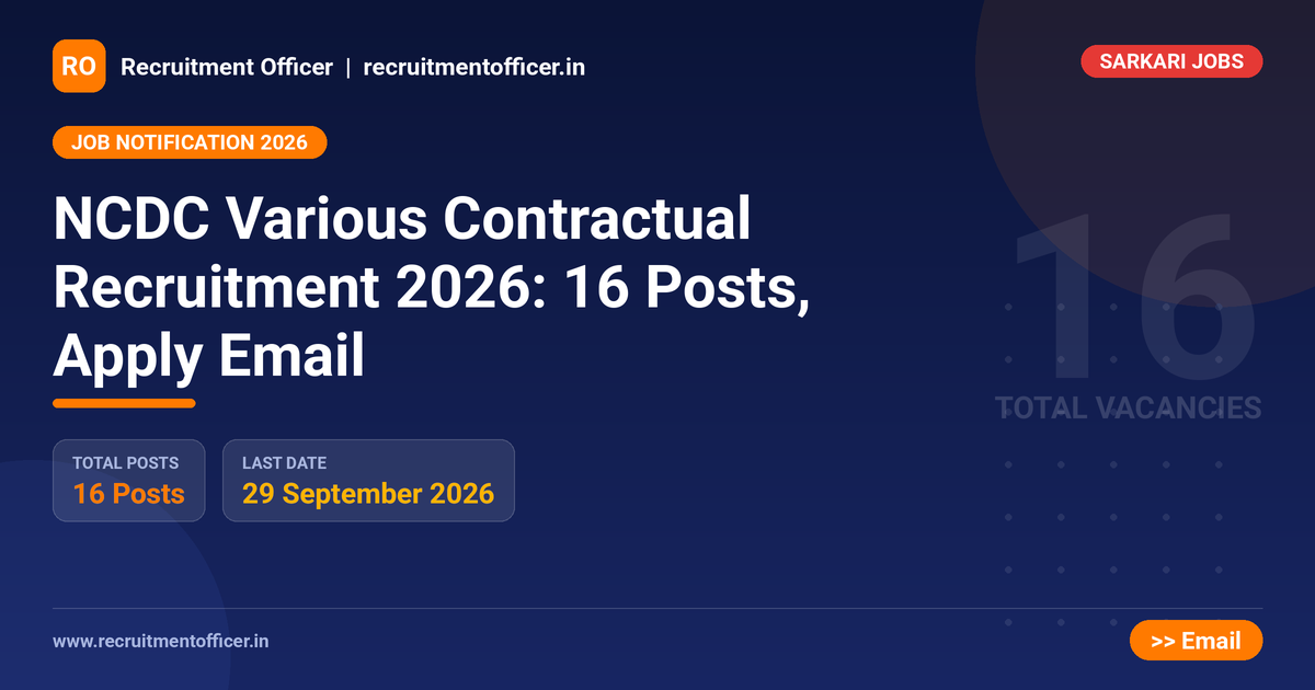 NCDC Various Contractual Recruitment 2026: 16 Posts, Apply Email - NRAI nrai.in