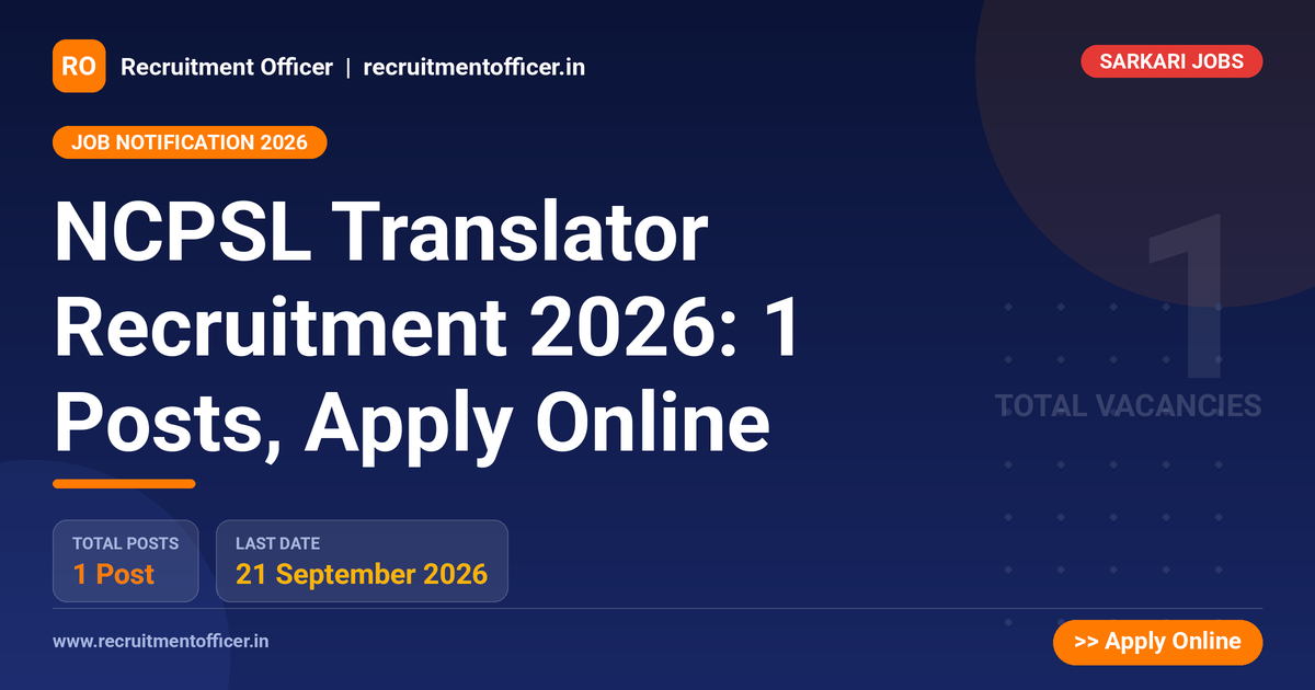 NCPSL Translator Recruitment 2026: 1 Posts, Apply Online 1 NCPSL Translator Recruitment 2026: 1 Posts, Apply Online - NRAI nrai.in