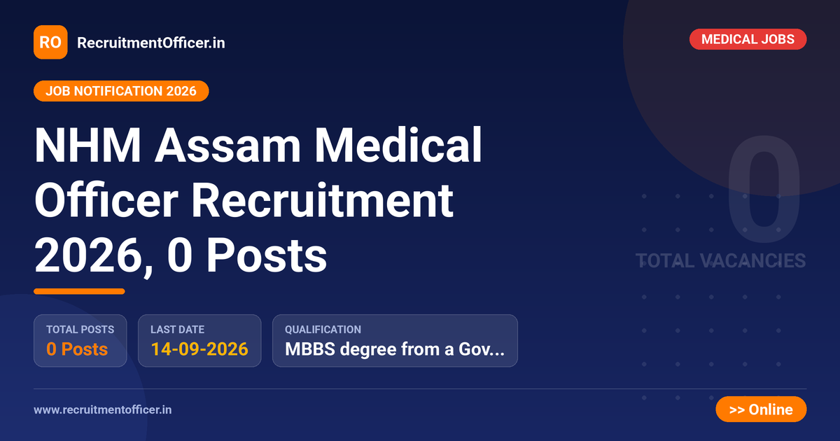 NHM Assam Medical Officer Recruitment 2026, 0 Posts 1 NHM Assam Medical Officer Recruitment 2026, 0 Posts - RecruitmentOfficer.in