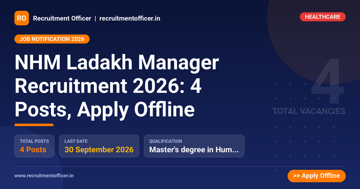 NHM Ladakh Manager Recruitment 2026: 4 Posts, Apply Offline 1 NHM Ladakh Manager Recruitment 2026: 4 Posts, Apply Offline - NRAI nrai.in