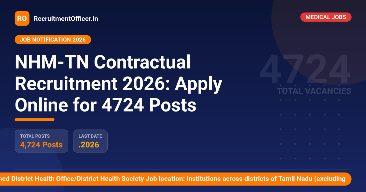 NHM-TN Contractual Recruitment 2026: Apply Online for 4724 Posts - RecruitmentOfficer.in