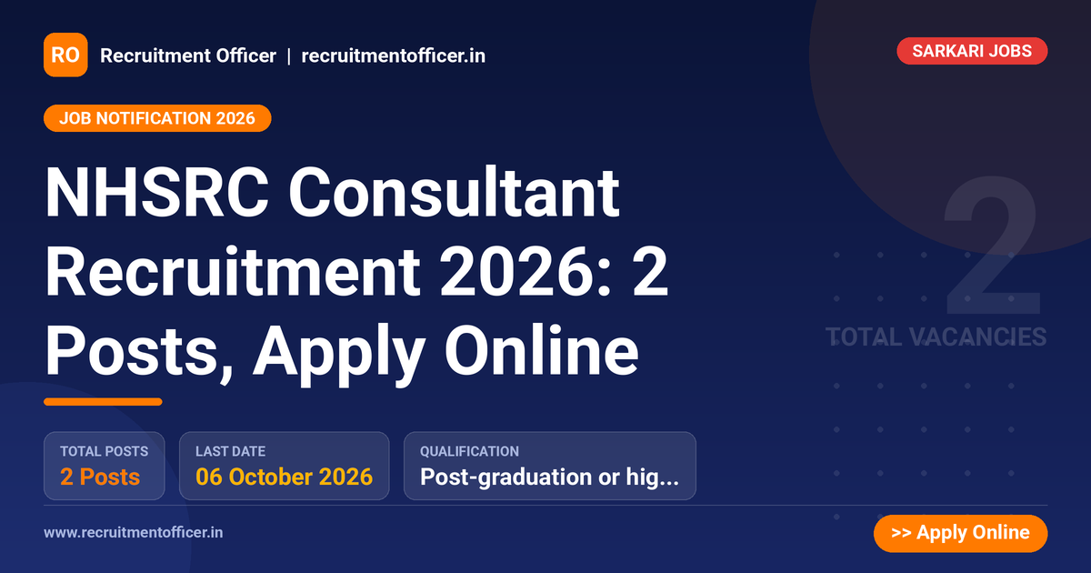 NHSRC Consultant Recruitment 2026: 2 Posts, Apply Online 1 NHSRC Consultant Recruitment 2026: 2 Posts, Apply Online - NRAI nrai.in