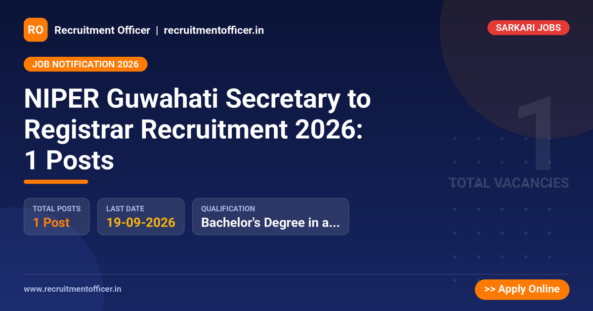 NIPER Guwahati Secretary to Registrar Recruitment 2026: 1 Posts 1 NIPER Guwahati Secretary to Registrar Recruitment 2026: 1 Posts - NRAI nrai.in